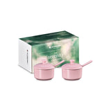 Le Creuset Serenity Collection Set of 2 Stoneware Condiment Pots with Spoons - Sugar Pink