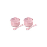 Le Creuset Serenity Collection Set of 2 Stoneware Condiment Pots with Spoons - Sugar Pink