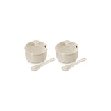 Le Creuset Serenity Collection Set of 2 Stoneware Condiment Pots with Spoons - Brioche
