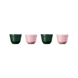 Le Creuset Serenity Collection Set of 4 Stoneware Footless Egg Cups - Foret & Sugar Pink