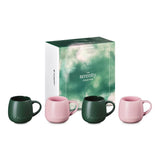 Le Creuset Serenity Collection Stoneware Set 0f 4 320ml Coupe Mugs - Foret & Sugar Pink