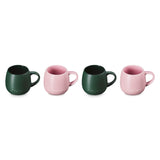 Le Creuset Serenity Collection Stoneware Set 0f 4 320ml Coupe Mugs - Foret & Sugar Pink