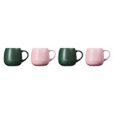 Le Creuset Serenity Collection Stoneware Set 0f 4 320ml Coupe Mugs - Foret & Sugar Pink