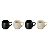 Le Creuset Serenity Collection Stoneware Set 0f 4 320ml Coupe Mugs - Satin Black & Brioche