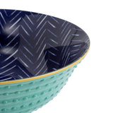 Mikasa 21cm Stoneware Ramen Bowl - Indigo Chevron