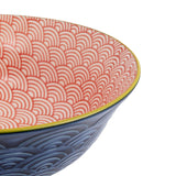 Mikasa 21cm Stoneware Ramen Bowl - Blue/Red Arc