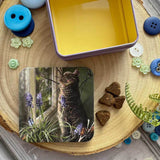 Alex Clark Small Square Tin - Cat And Muscari