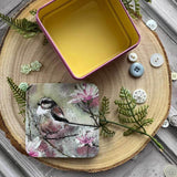 Alex Clark Small Square Tin - Long Tailed Tit & Magnolia