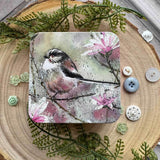 Alex Clark Small Square Tin - Long Tailed Tit & Magnolia