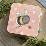 Alex Clark Small Square Tin - Bee And Flower