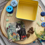 Alex Clark Small Square Tin - Cat And Tulips
