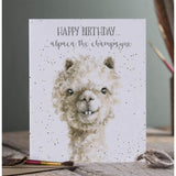 Wrendale Designs by Hannah Dale 'Alpaca The Champagne' Birthday Card - Alpaca