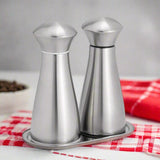 Robert Welch Signature Small Stainless Steel Salt & Pepper Mill Set With Tray - Satin