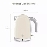 Swan Solace 1.7 Litre Stainless Steel Jug Kettle - Gloss Cream
