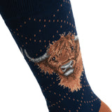 Wrendale Designs by Hannah Dale Mens Bamboo Socks - Highland Heathers - Highland Cow