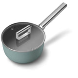 Smeg Cookware 20cm Non-Stick Ceramic Coated Saucepan - Matte Emerald Green