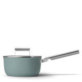 Smeg Cookware 20cm Non-Stick Ceramic Coated Saucepan - Matte Emerald Green
