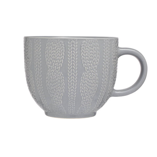 Siip Embossed Knit Stoneware 420ml Mug - Grey