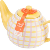Siip 6 Cup Stoneware Teapot - Gingham Pink
