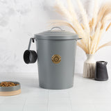 Scruffs Cantina 12 Litre Steel Pet Food Storage Canister & Scoop - Dark Grey