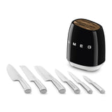 Smeg 50's Style Retro KBSF02 7-Piece Knife Block Set - Black