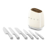 Smeg 50's Style Retro KBSF02 7-Piece Knife Block Set - Cream