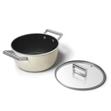 Smeg Cookware 24cm Non-Stick Ceramic Coated Casserole Pan - Cream