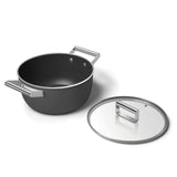 Smeg Cookware 24cm Non-Stick Ceramic Coated Casserole Pan - Matte Black