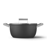 Smeg Cookware 24cm Non-Stick Ceramic Coated Casserole Pan - Matte Black