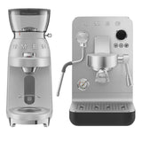 Smeg EMC02 Mini Pro Espresso Coffee Machine & CGF02 Stainless Steel Coffee Grinder - Matte Black
