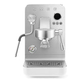 Smeg EMC02 Mini Pro Espresso Coffee Machine & CGF02 Stainless Steel Coffee Grinder - Matte White