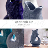 Wade Fish Earthenware 0.6 Litre Gluggle Jug - French Grey
