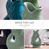 Wade Fish Earthenware 0.6 Litre Gluggle Jug - Sage
