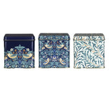 Elite Tins Arts & Crafts Set Of 3 Square Caddies - Strawberry Thief