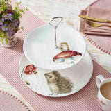 Wrendale Designs by Hannah Dale 2-Tier Fine China Cake Stand - He's A Funghi & Hedgehog