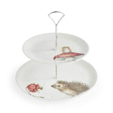 Wrendale Designs by Hannah Dale 2-Tier Fine China Cake Stand - He's A Funghi & Hedgehog