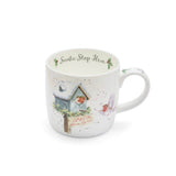 Wrendale Designs by Hannah Dale Christmas 310ml Mug - Santa Stop Here - Robin