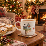 Wrendale Designs by Hannah Dale Christmas 310ml Mug - Santa Stop Here - Robin