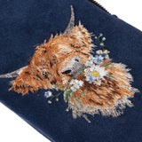 Wrendale Designs by Hannah Dale Embroidered Glasses Pouch - Daisy Coo - Highland Cow