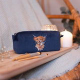 Wrendale Designs by Hannah Dale Embroidered Make Up Brush Bag - Daisy Coo - Highland Cow
