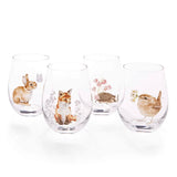 Wrendale Designs by Hannah Dale Set of 4 Animal Tumbler Glasses