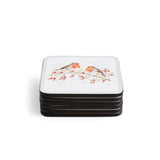 Wrendale Designs by Hannah Dale Set of 6 Christmas Coasters - Festive Friends - Robins