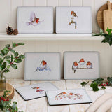 Wrendale Designs by Hannah Dale Set of 6 Christmas Placemats - Festive Friends - Robins