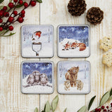 Wrendale Designs by Hannah Dale Pack of 4 Christmas Coasters - Winter Skies