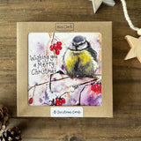 Alex Clark Pack Of 8 Christmas Cards - Merry Christmas - Blue Tit
