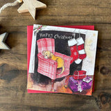 Alex Clark Pack Of 8 Christmas Cards - Happy Christmas - Dog & Armchair