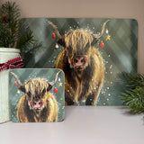 Alex Clark Christmas Coaster - Highland Cow