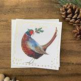Alex Clark Pack Of 10 Little Foiled Luxury Christmas Cards - Pheasant & Holly