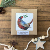 Alex Clark Pack Of 10 Little Foiled Luxury Christmas Cards - Pheasant & Holly