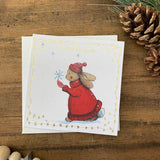 Alex Clark Pack Of 10 Little Foiled Luxury Christmas Cards - Rabbit & Snowflake